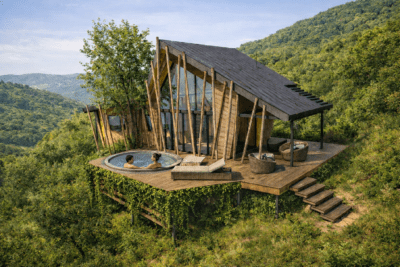 Cabane en W sur restanque